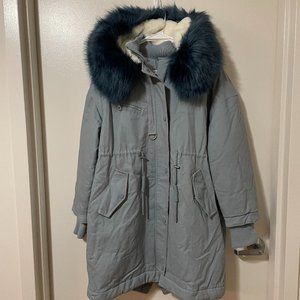 NEW ONLY Grey Blue Women Parka Jacket Coat US Size Small/Medium